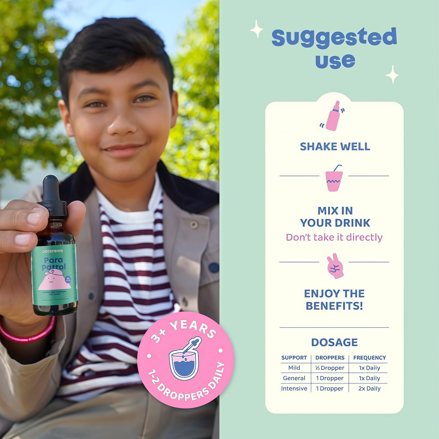 JoySpring ParaPatrol™ Kids’ Herbal Blend – Alcohol-Free Liquid Supplement with Black Walnut and Wormwood Extract | Supports Digestive Health | Natural Raspberry Flavor – 30 Servings
