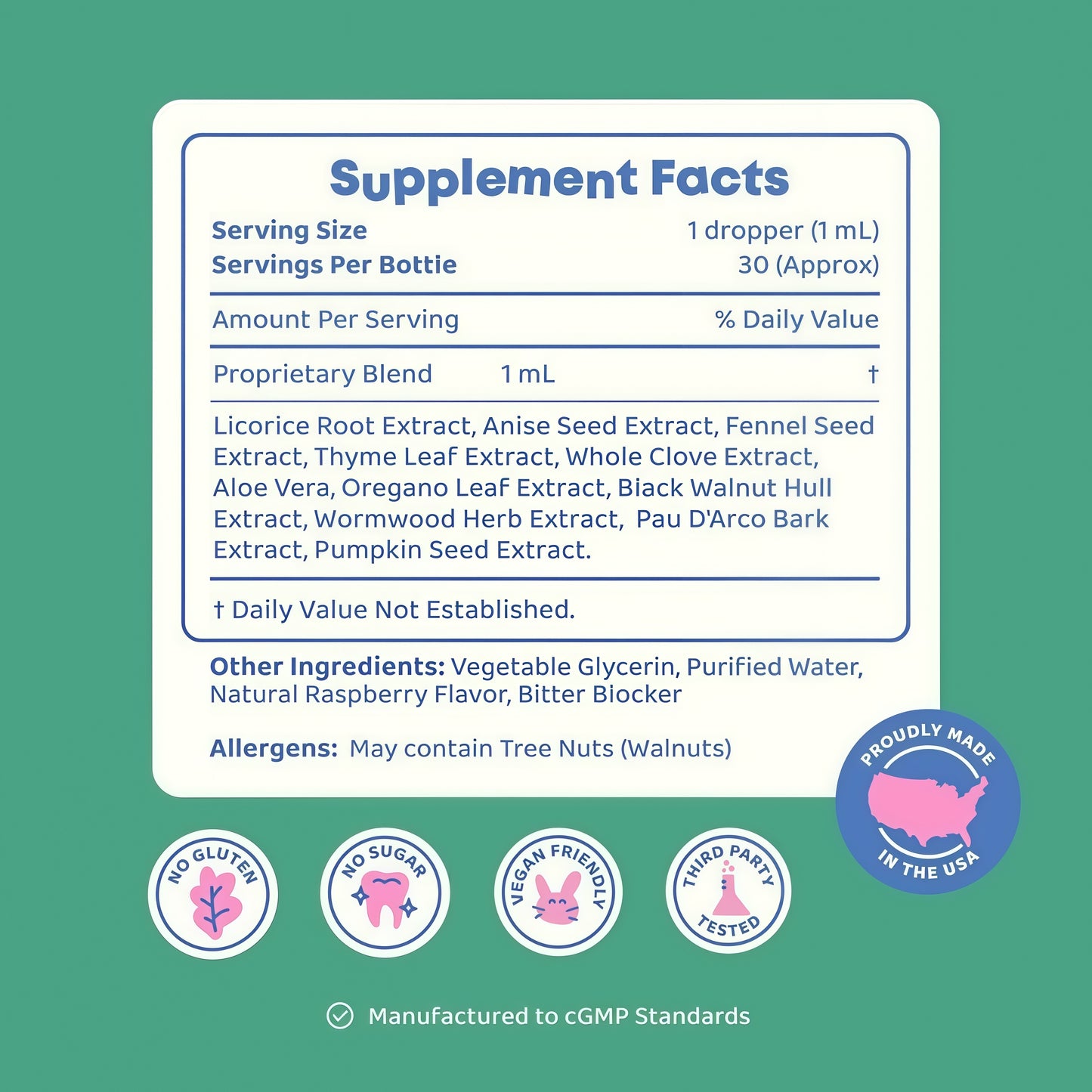 JoySpring ParaPatrol™ Kids’ Herbal Blend – Alcohol-Free Liquid Supplement with Black Walnut and Wormwood Extract | Supports Digestive Health | Natural Raspberry Flavor – 30 Servings